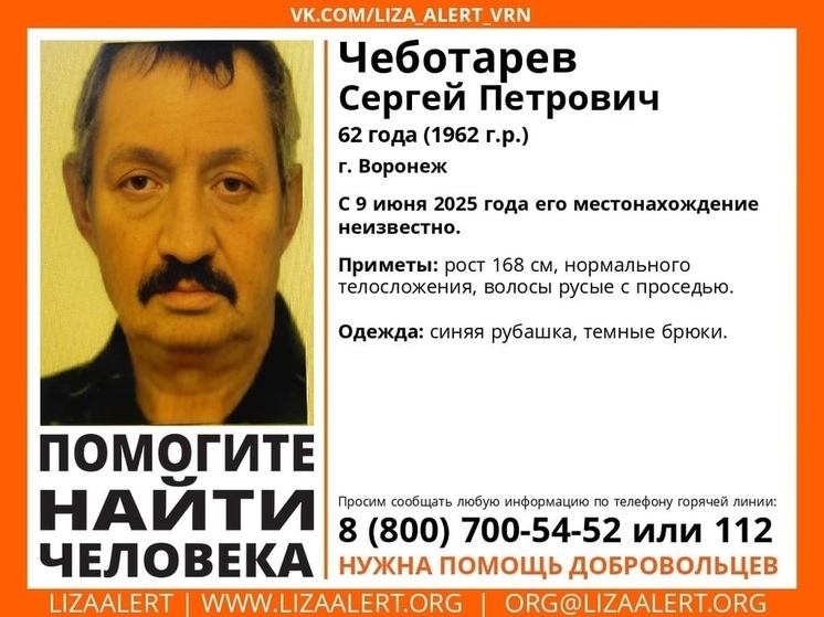 В Воронеже продолжаются поиски пропавшего без вести Сергея Чеботарева