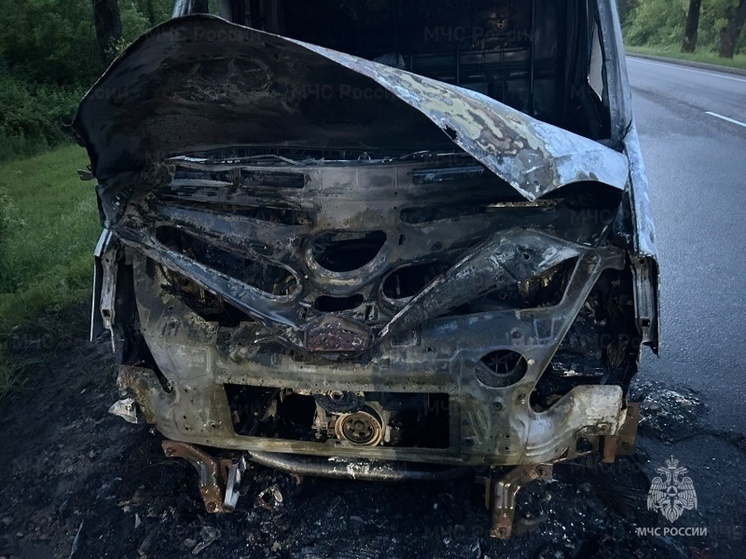 В Орловской области во время движения вспыхнул моторный отсек грузовика