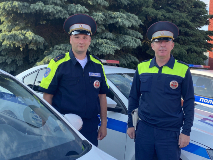 Орловские инспекторы ДПС помогли женщине заменить колесо на трассе