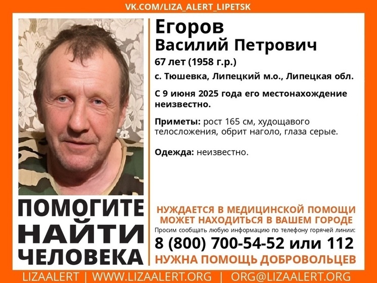 В Липецкой области продолжаются поиски пропавшего 67-летнего мужчины