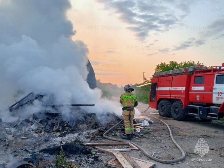 В Орловской области тушили порубочные остатки и мусор на площади 225 квадратных метров