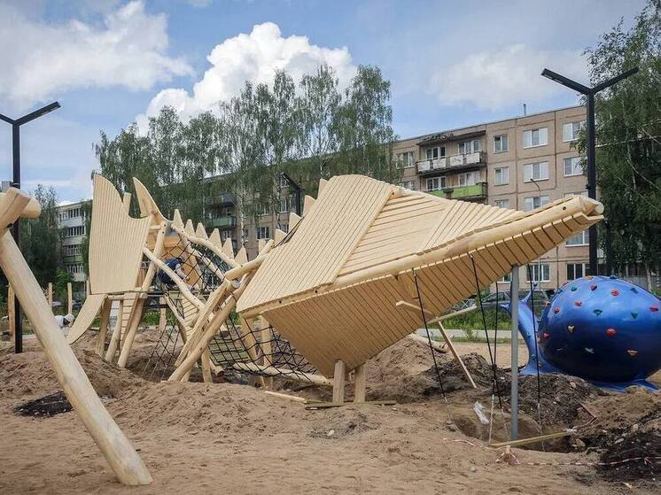 В Рыбинске на детской площадке появилась огромная стерлядь