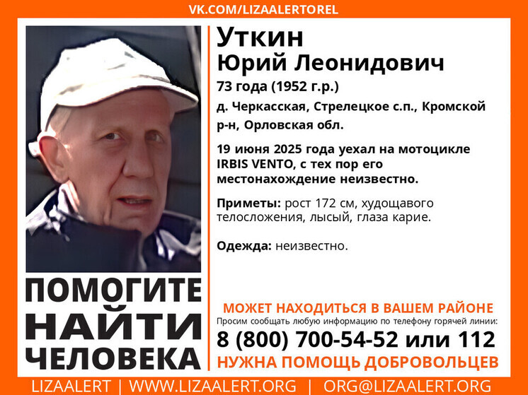 В Орловской области ищут пропавшего 73-летнего мужчину