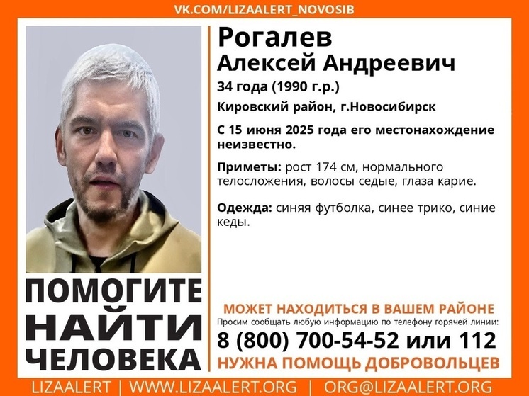 В Новосибирске шестой день ищут рано поседевшего мужчину в синем