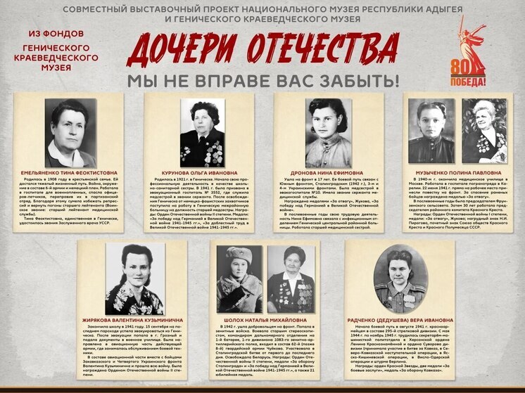 Музеи Геническа и Адыгеи подготовили выставку «Дочери Отечества»
