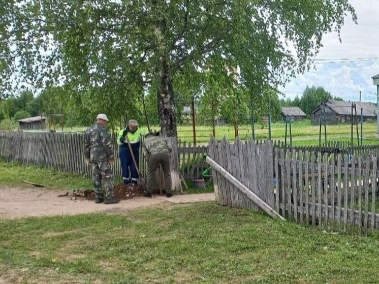 В Коношском районе благоустраивают пришкольную территорию