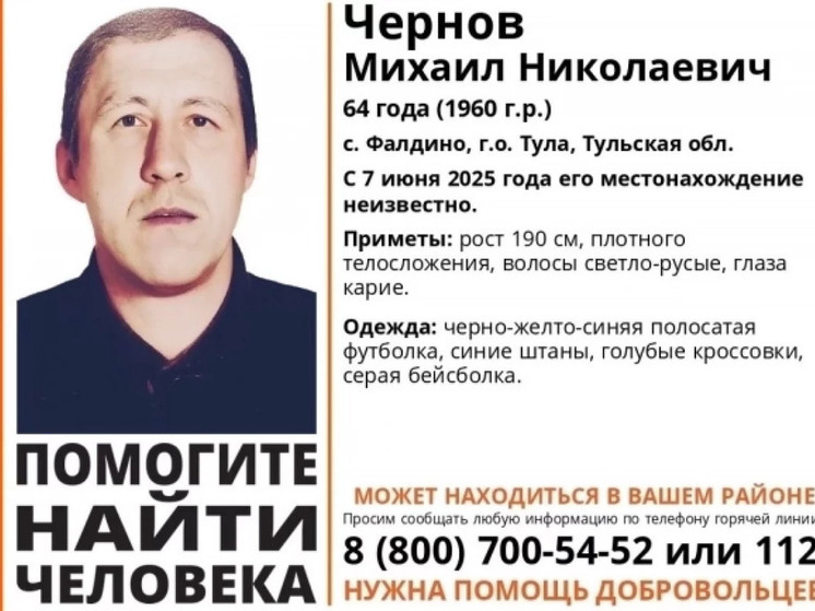В Туле две недели идут поиски 64-летнего высокого мужчины