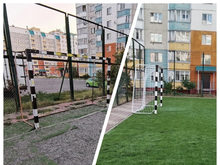 В Орле в мкр Зареченский спустя 7 лет обновили изношенное поле