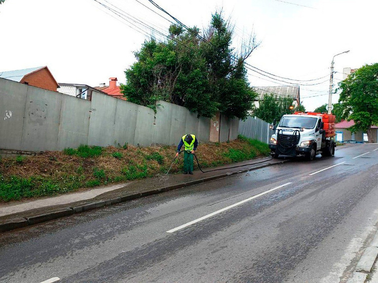 Тротуары Ленинского района Воронежа подверглись водной очистке