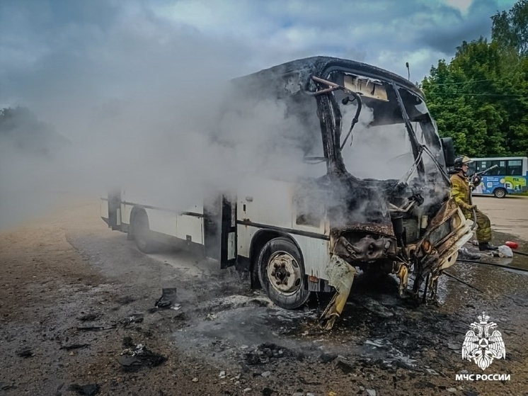 В Смоленской округе огонь чуть не уничтожил рейсовый автобус