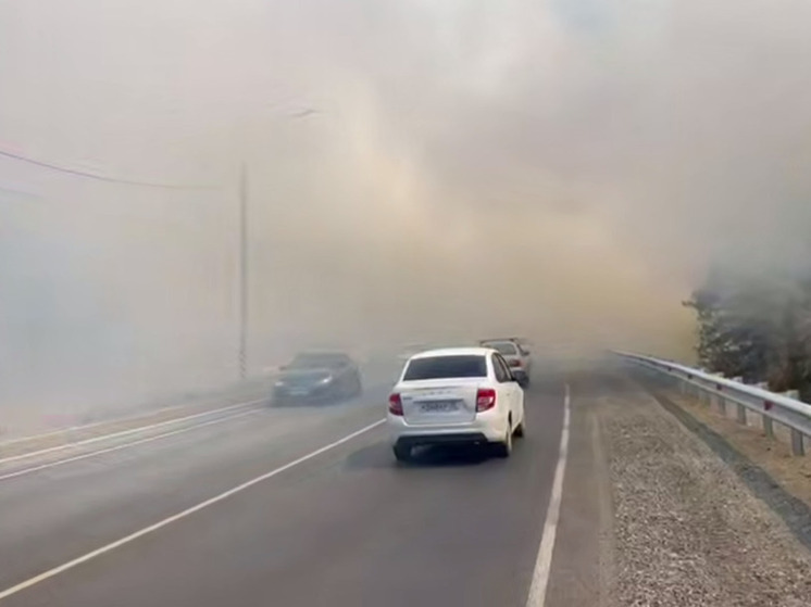 Пожар разгорелся рядом с объездным шоссе в Чите