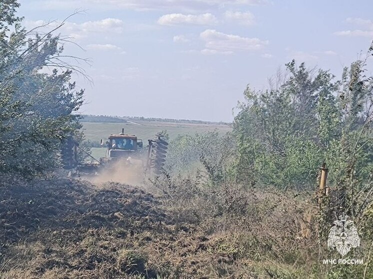 Больше 20 единиц спецтехники тушили траву в Симферопольском районе