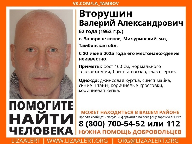 Бритого наголо мужчину ищут в Тамбовской области