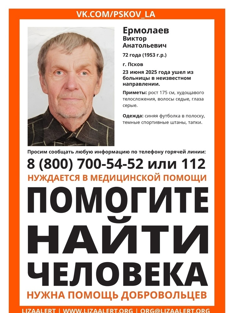На трассе между Псковом и Палкино разыскивают пожилого мужчину
