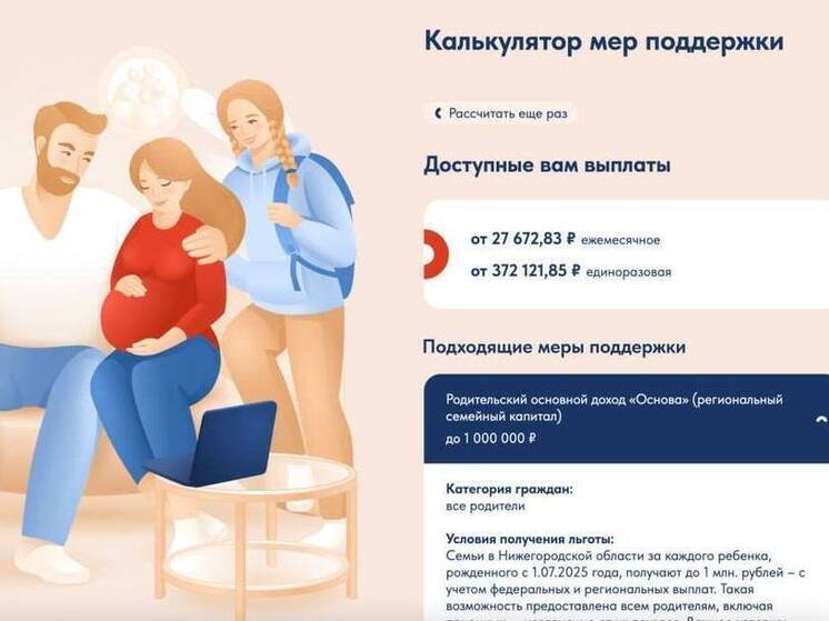 Первый в РФ калькулятор мер социальной поддержки запустили в Нижнем