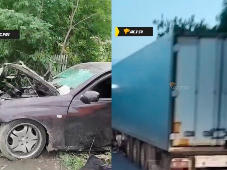 В Ленинском районе Новосибирска водитель врезался в фуру и сбежал с места аварии