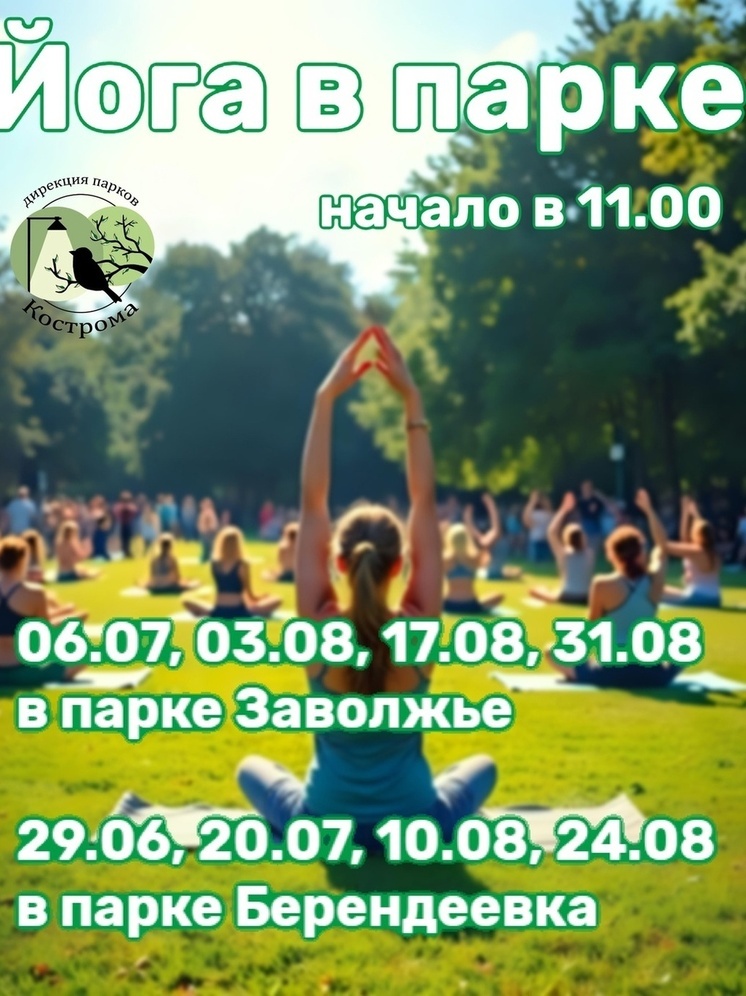 Костромичей зовут в городские парки на коллективные занятия йогой