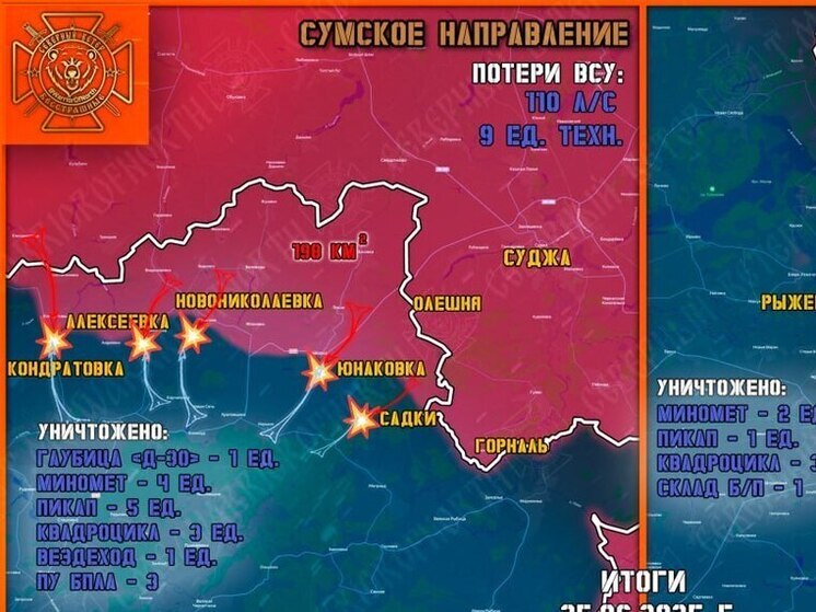 На Тёткинском и Глушковском направлениях уничтожили 4 единицы техники ВСУ