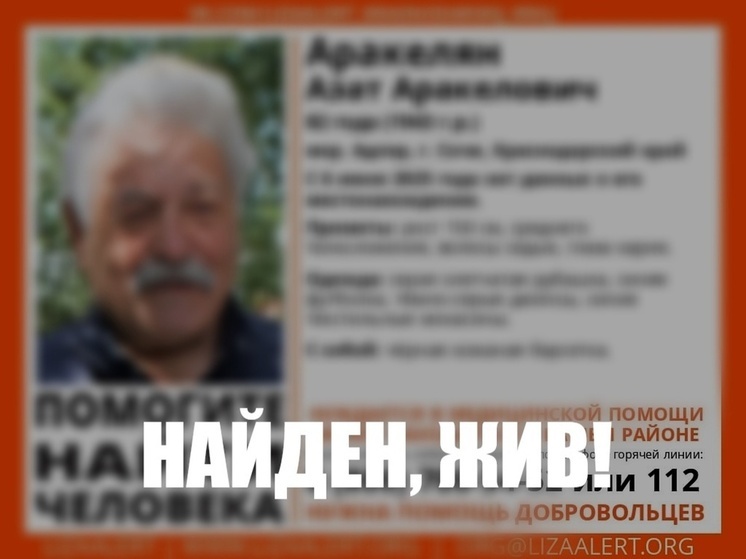 Стала известна судьба дедушки, который пропал в Сочи три недели назад