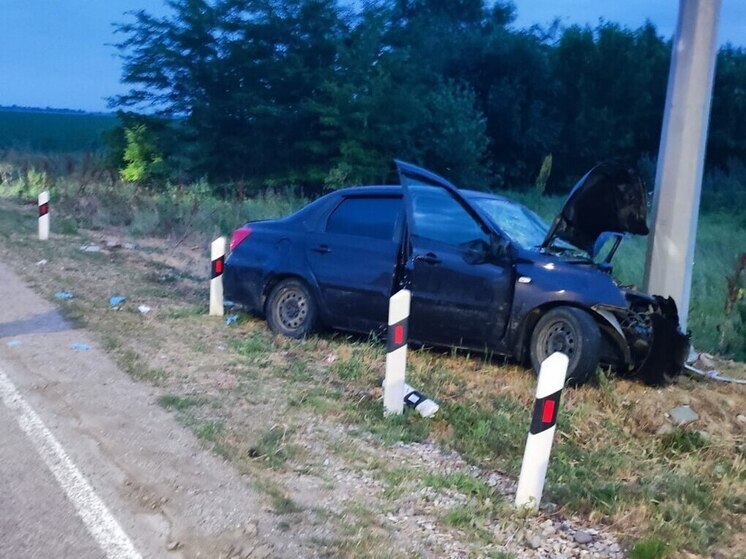 На Ставрополье иномарка врезалась в столб, пострадали водитель и пассажир