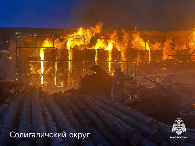 Костромские пожары — в ночь на понедельник в Солигаличе сгорела лесопилка