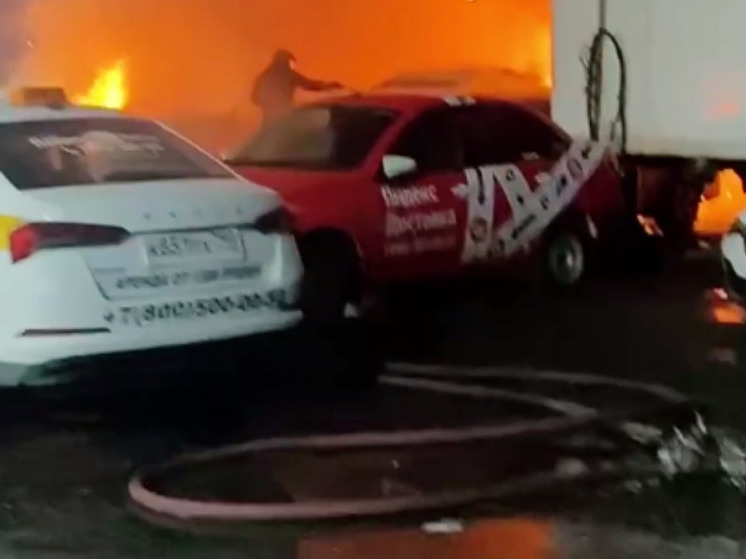Автомобили сгорели ночью на стоянке таксопарка в Одинцовском округе