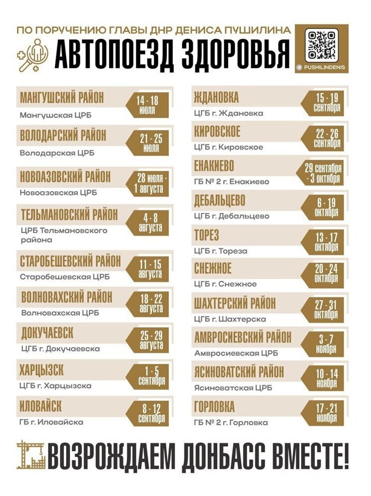 Пушилин: В муниципалитеты ДНР выехал «Автопоезд здоровья»