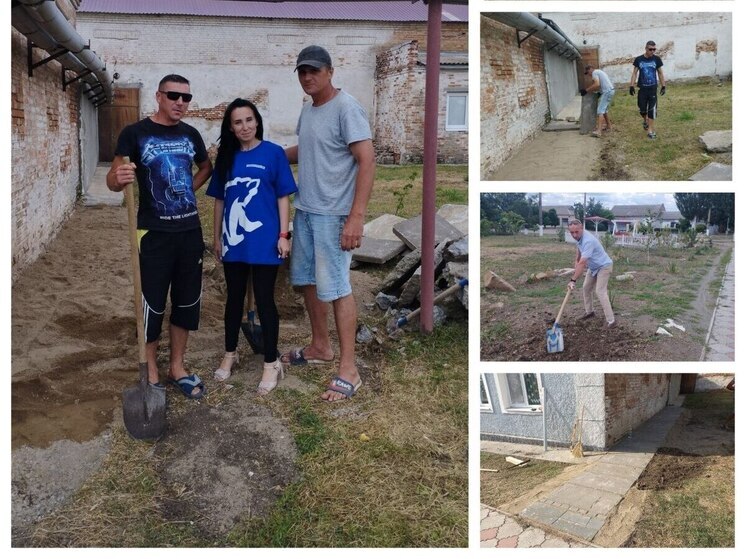 Единороссы помогли навести порядок у Дома культуры в селе Азовское на Запорожье