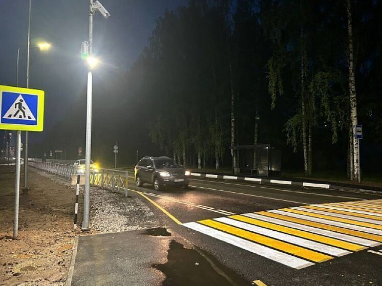 Световая разметка повышает безопасность дороги к аэропорту Победилово