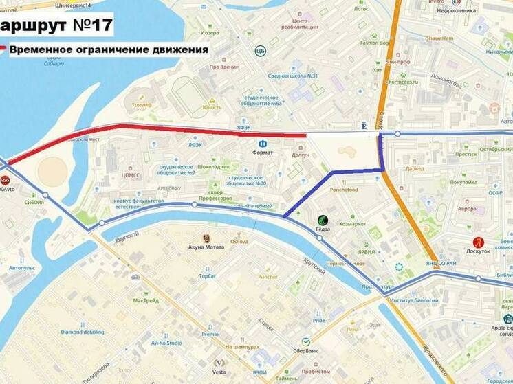 6 июля до конца суток перекрыто автодвижение на мосту по ул. Ойунского в Якутске
