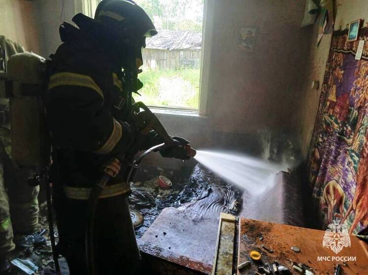 Пожарные спасли мужчину с горящего дивана в Боровичах