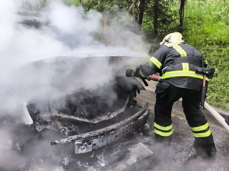 В Апатитах загорелся автомобиль Ford Focus