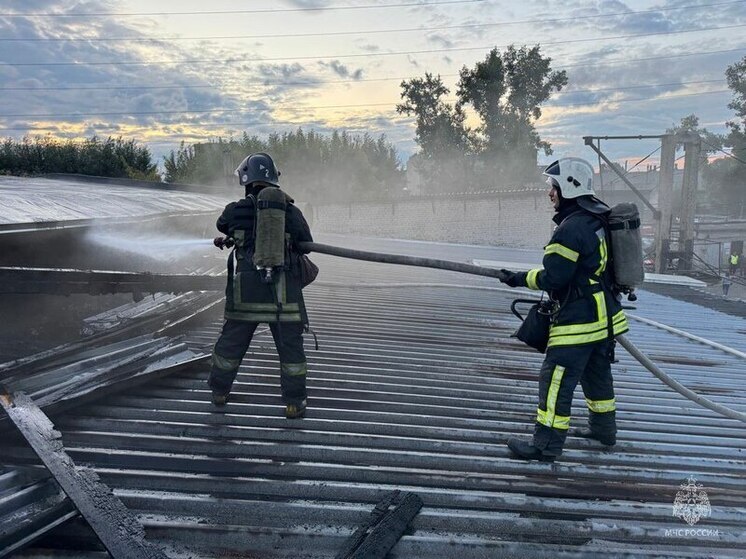 В Барнауле на 120 «квадратах» полыхало производственное здание на Калинина