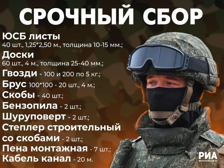 На СВО медицинскому взводу срочно требуются стройматериалы и БПЛА
