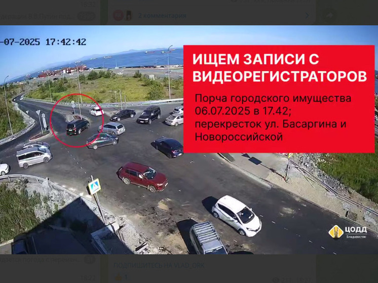 Во Владивостоке разыскивают водителя, повредившего светофор и скрывшегося с места ДТП