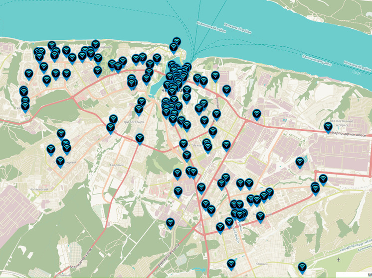 Минцифры Чувашии опубликовало карту бесплатных точек доступа в интернет по Wi-Fi