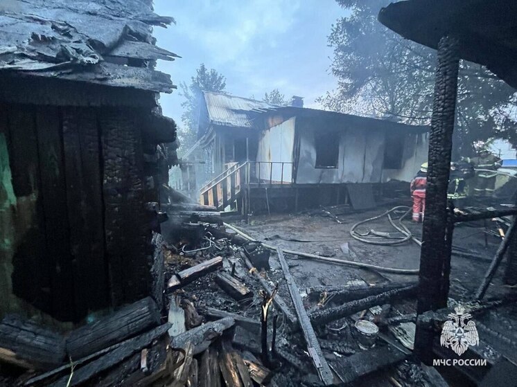 Ночной пожар в Уфе уничтожил дом многодетной семьи