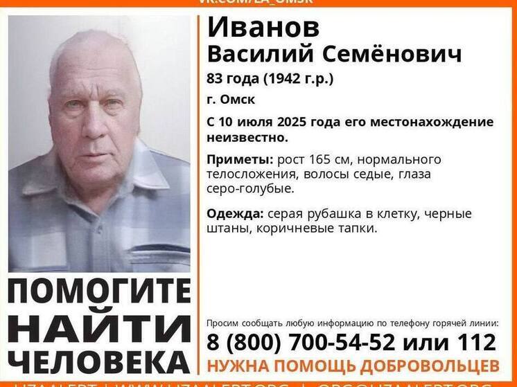 Пропал пожилой омич в клетчатой рубашке и коричневых тапочках