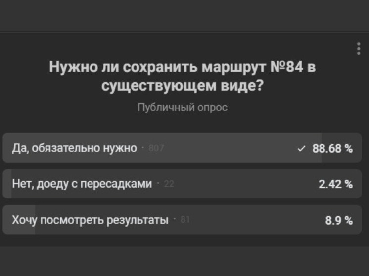 Опрос показал: кировчане хотят сохранить существующий маршрут No 84