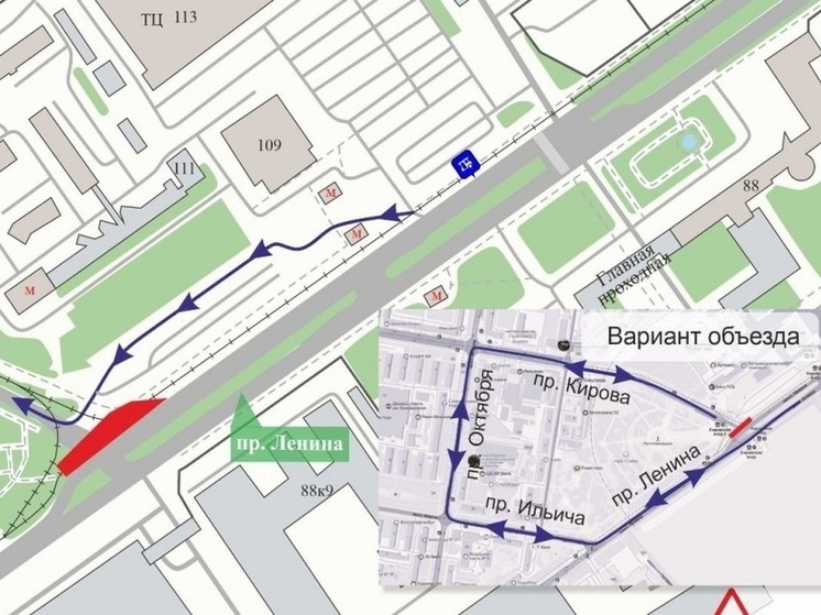 Перекресток проспектов Ленина и Кирова в Нижнем с 14 июля перекроют