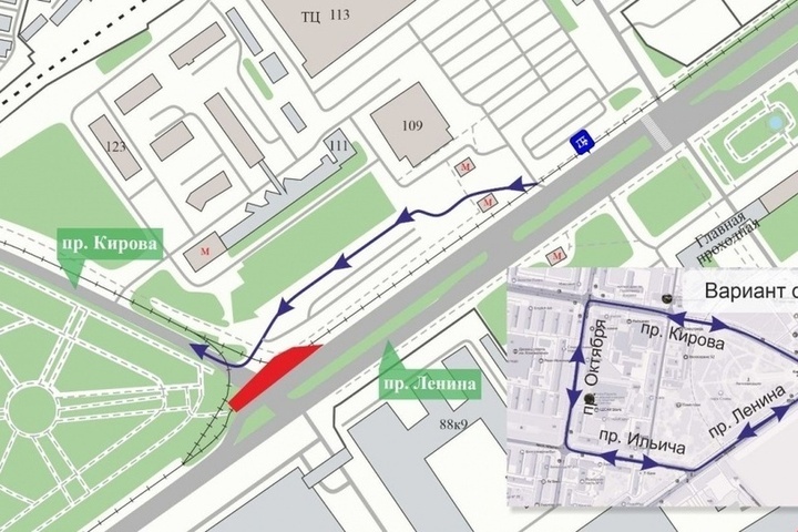 Перекресток проспектов Ленина и Кирова в Нижнем с 14 июля перекроют