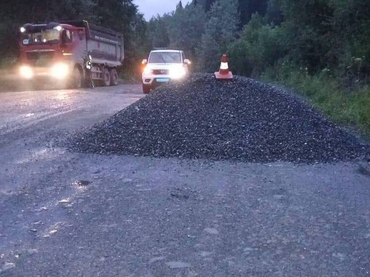 Куча щебня стала причиной аварии в Аскизском районе Хакасии
