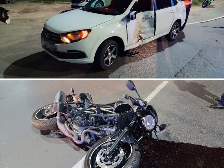 Водитель мотоцикла попал в нейрохирургию после ДТП с «Ладой Грантой»