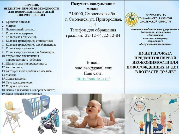 В Смоленской области заработали пункты проката предметов первой необходимости для новорожденных и детей до 3 лет