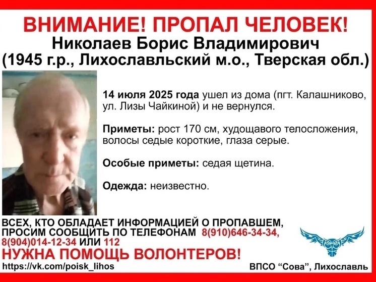 В Тверской области ищут пропавшего пенсионера