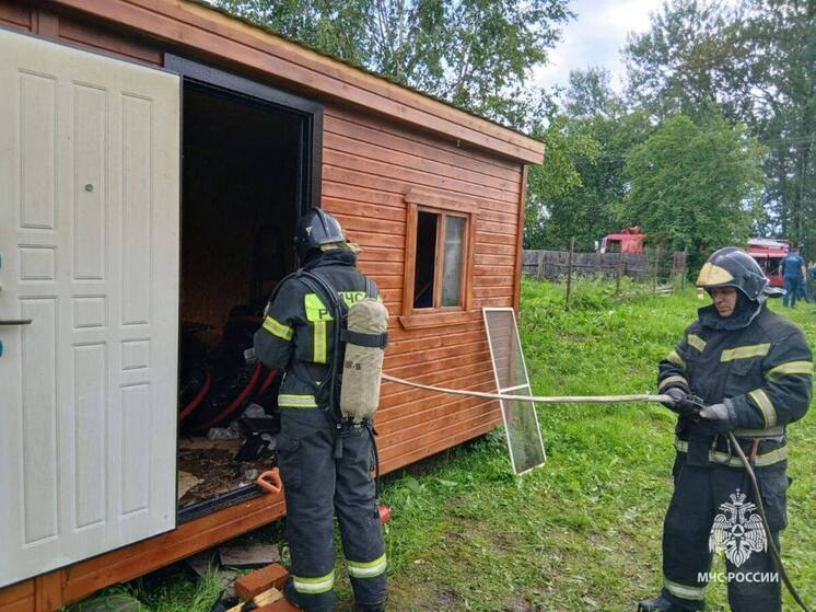 Спасатели остановили огонь, угрожавший полностью уничтожить строение в Боровичском округе