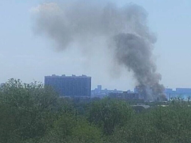 В Ростове горит трава на большой площади