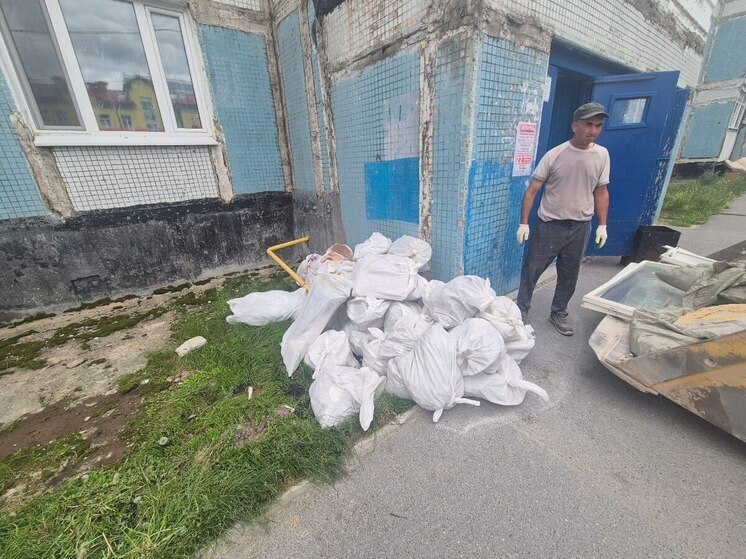Еще 11 тонн строительного мусора вывезли из дворов Нового Уренгоя