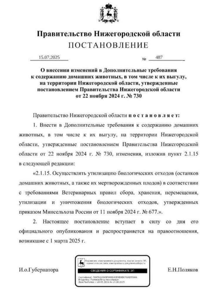В Нижегородской области больше нельзя хоронить домашних животных