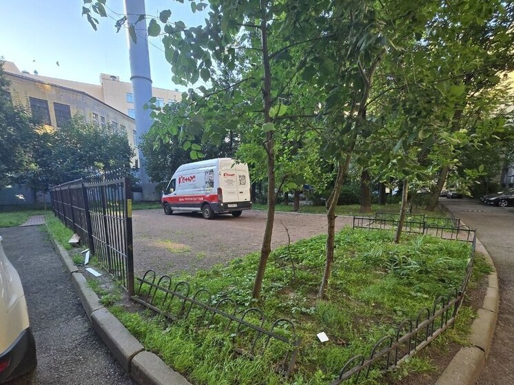 Газельку «Комуса» заметили прямо на газоне во дворе на Петроградке